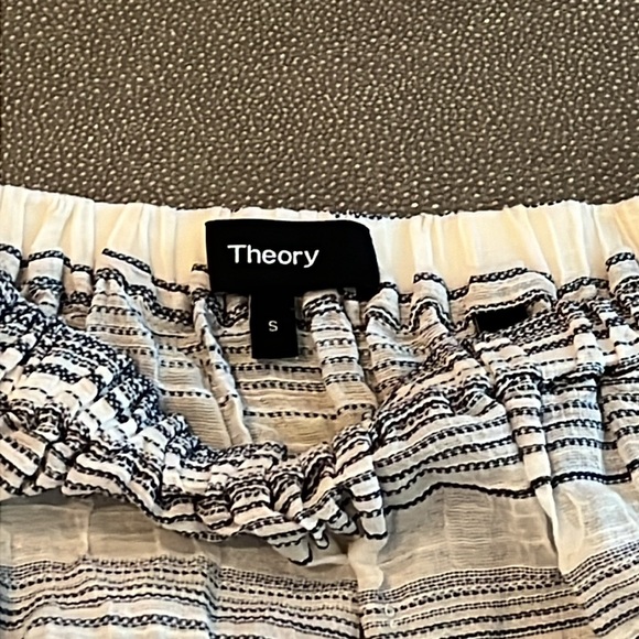 Theory cream with navy stripe blouse. S. EUC - Picture 5 of 5